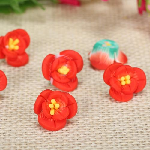 Hair Accessories DIY Findings, Polymer Clay, Flower, more colors for choice, 16mm, 100PCs/Bag, Sold By Bag