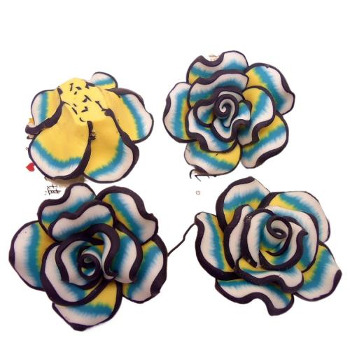 Hair Accessories DIY Findings, Polymer Clay, Flower, more colors for choice, 30x15mm, 100PCs/Bag, Sold By Bag