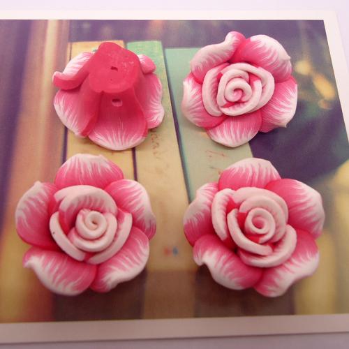 Hair Accessories DIY Findings, Polymer Clay, Flower, more colors for choice, 100PCs/Bag, Sold By Bag