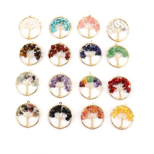 Gemstone Pendants Jewelry, with Tibetan Style, Tree, handmade, DIY & different materials for choice, 30mm, Sold By PC