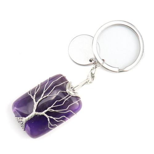 Gemstone Key Clasp, with Brass, Tree, handmade, different materials for choice & Unisex, gemstone size 40x30mm, Sold By PC