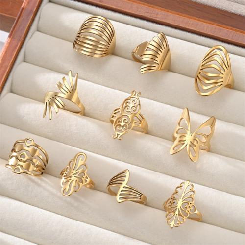 304 Stainless Steel Finger Ring, gold color plated, different size for choice & different styles for choice & for woman, US Ring Size:6-12, Sold By PC