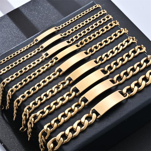 Нержавеющая сталь 304 браслет, плакирован золотом, Мужская & разные стили для выбора, продается PC