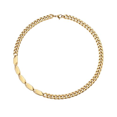 Acier inoxydable 304 collier, Placage de couleur d'or, unisexe & styles différents pour le choix, Longueur:Environ 19.7 pouce, Vendu par PC