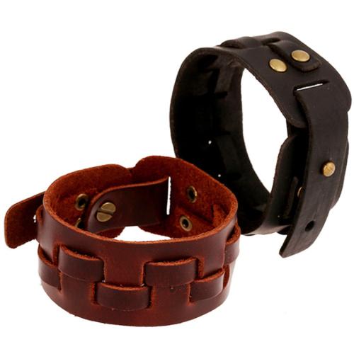 Cowhide Bracelet, with Tibetan Style, handmade, vintage & Unisex, more colors for choice, 260x29mm, Sold By PC