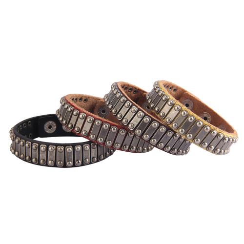 PU Leather Bracelet, with Tibetan Style, vintage & Unisex, more colors for choice, 230x18mm, Sold By PC