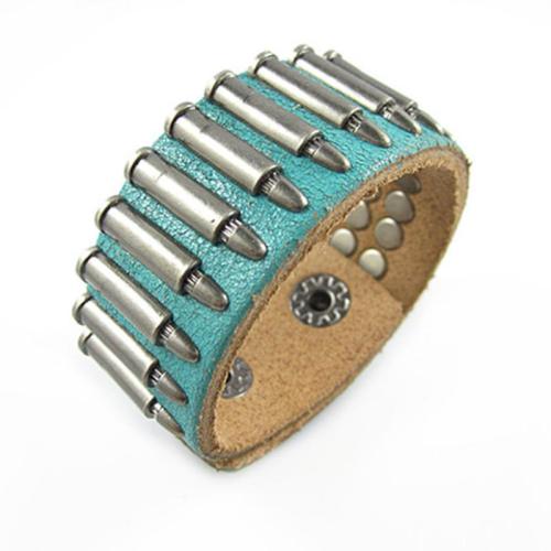 Tibetan Style Bracelet, with Cowhide, plated, punk style & Unisex, more colors for choice, 230x25mm, Sold By PC