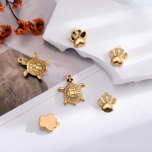 Stainless Steel Pendants, 304 Stainless Steel, gold color plated, DIY & with rhinestone, more colors for choice, 5PCs/Bag, Sold By Bag