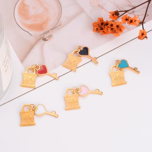Stainless Steel Pendants, 304 Stainless Steel, gold color plated, DIY & enamel, more colors for choice, 5PCs/Bag, Sold By Bag