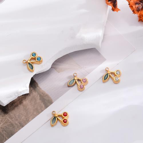Stainless Steel Pendants, 304 Stainless Steel, gold color plated, DIY & enamel & with rhinestone, more colors for choice, 5PCs/Bag, Sold By Bag