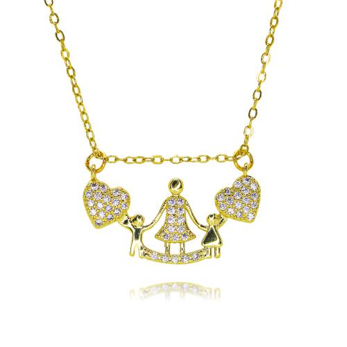 KubikZircon Mikro pflastern Messinghalsketten, Messing, goldfarben plattiert, Modeschmuck & Micro pave Zirkonia, keine, Länge:40 cm, verkauft von PC