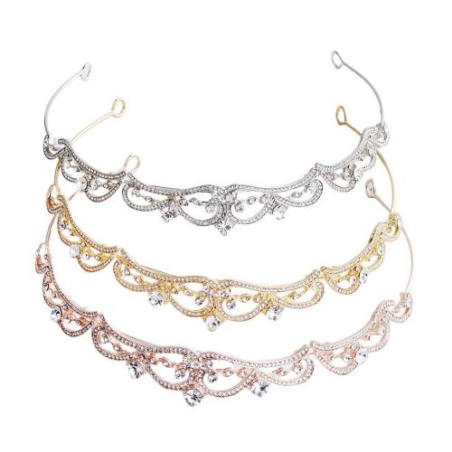 Diadèmes, alliage de zinc, Placage de couleur d'or, bijoux de mode & avec strass, plus de couleurs à choisir, 130x20mm, Vendu par PC