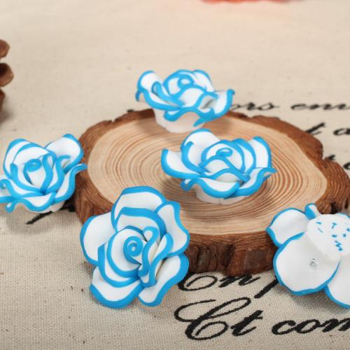 Hair Accessories DIY Findings, Polymer Clay, Flower, more colors for choice, 35x15mm, 100PCs/Bag, Sold By Bag