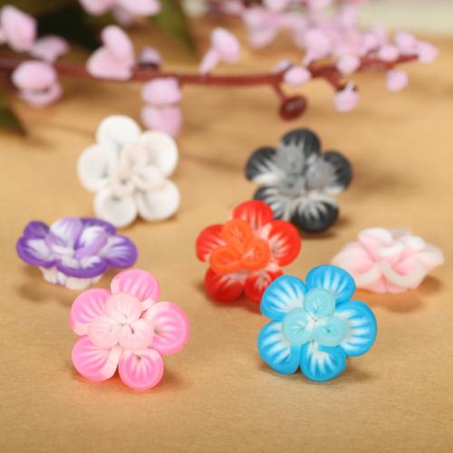 Hair Accessories DIY Findings, Polymer Clay, Flower, more colors for choice, 15x8mm, 100PCs/Bag, Sold By Bag