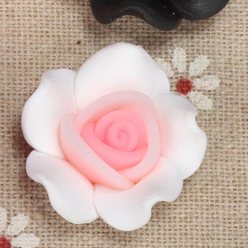 Hair Accessories DIY Findings, Polymer Clay, Flower, more colors for choice, 25x12mm, 100PCs/Bag, Sold By Bag