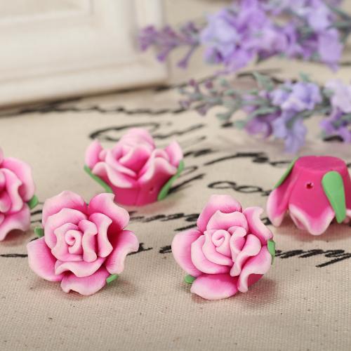 Hair Accessories DIY Findings, Polymer Clay, Flower, more colors for choice, 25x15mm, 100PCs/Bag, Sold By Bag