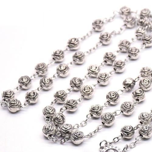 Rosary Necklace, Tibetan Style, Cross, plated, fashion jewelry, mixed colors, 33x55mm, Length:61 cm, Sold By PC