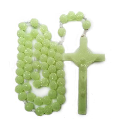 Rosary Necklace, Plastic, Cross, fashion jewelry, mixed colors, 16mm, Length:96 cm, Sold By PC