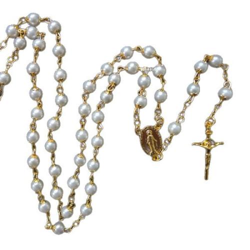 Четки Ожерелье, цинковый сплав, с Стеклянные бусины, Kресты, плакирован золотом, ювелирные изделия моды, разноцветный, 6mm, длина:74 см, продается PC