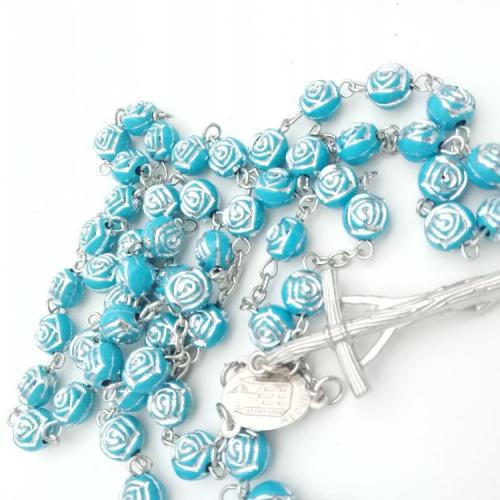 Rosary Necklace, Tibetan Style, with Plastic, Cross, silver color plated, fashion jewelry, more colors for choice, 8mm, Length:77 cm, Sold By PC