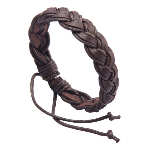 PU Leather Bracelet, with Wax Cord, fashion jewelry & Unisex, more colors for choice, 80x18mm, Sold By PC