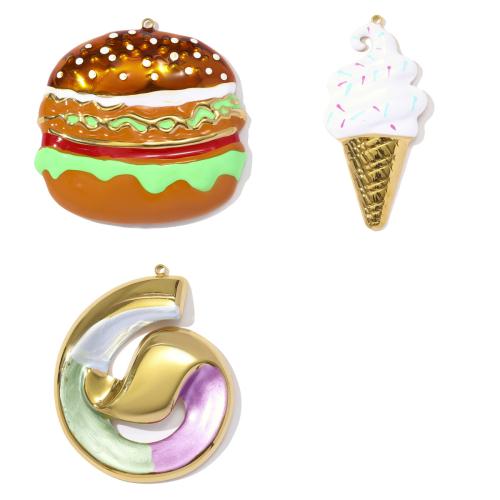 Stainless Steel Pendants, 304 Stainless Steel, gold color plated, DIY & enamel, more colors for choice, 3PCs/Bag, Sold By Bag