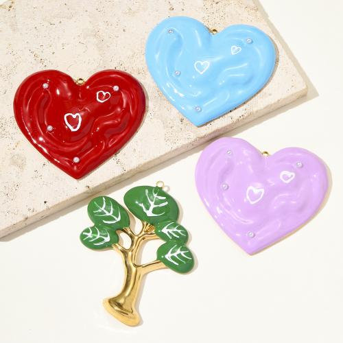 Stainless Steel Pendants, 304 Stainless Steel, with ABS Plastic Pearl, gold color plated, DIY & enamel, more colors for choice, 3PCs/Bag, Sold By Bag