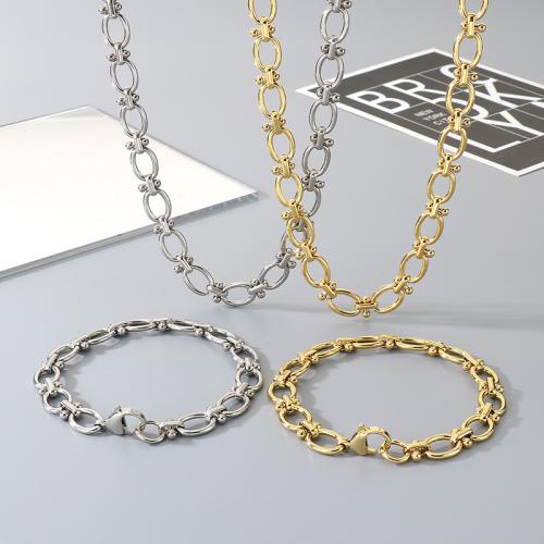 Fashion Stainless Steel Jewelry Sets, bracelet & necklace, 304 Stainless Steel, gold color plated, fashion jewelry, more colors for choice, Sold By PC