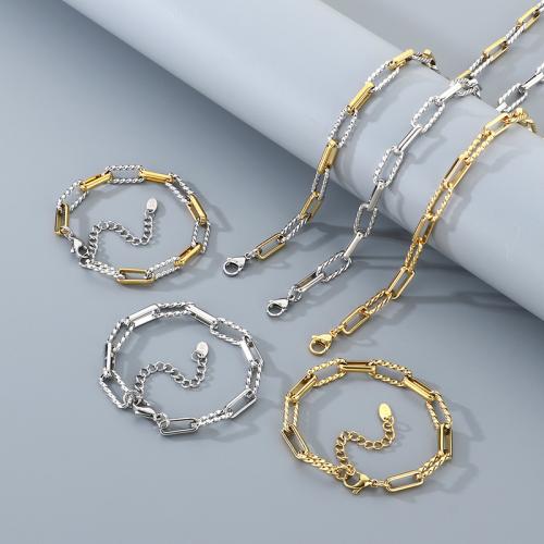 Fashion Stainless Steel Jewelry Sets, bracelet & necklace, 304 Stainless Steel, gold color plated, fashion jewelry, more colors for choice, Sold By PC