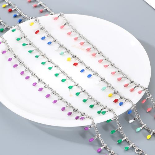 Stainless Steel Anklet, 304 Stainless Steel, gold color plated, fashion jewelry & enamel, more colors for choice, Sold By PC