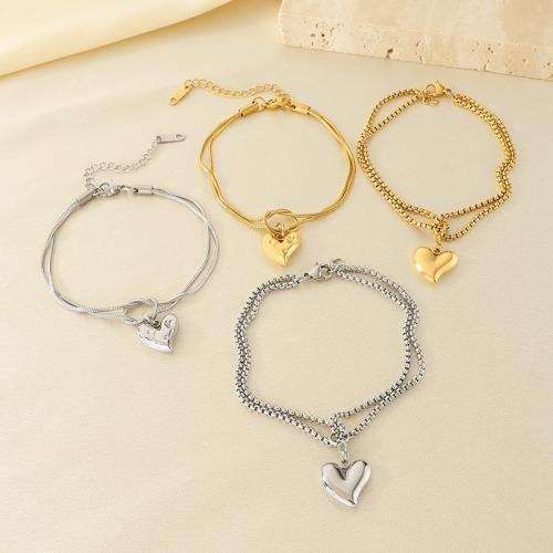 Stainless Steel Jewelry Bracelet, 304 Stainless Steel, gold color plated, Double Layer & fashion jewelry, more colors for choice, Sold By PC