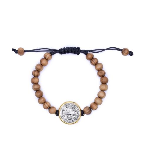 Wood Bracelets, Tibetan Style, with Knot Cord & Pine, silver color plated, fashion jewelry, mixed colors, 8mm, Length:21 cm, Sold By PC