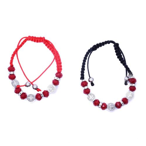 Tibetan Style Bracelet, with Knot Cord, Cross, silver color plated, fashion jewelry, more colors for choice, 8mm, Length:21 cm, Sold By PC