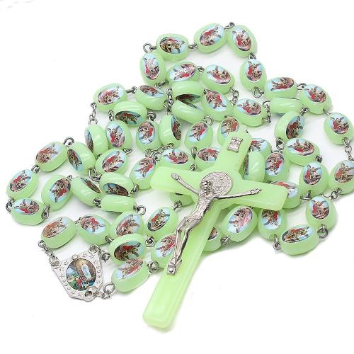 Hanging Ornaments, Plastic, with Tibetan Style, Cross, fashion jewelry & luminated, more colors for choice, 19x24mm, Length:134 cm, Sold By PC