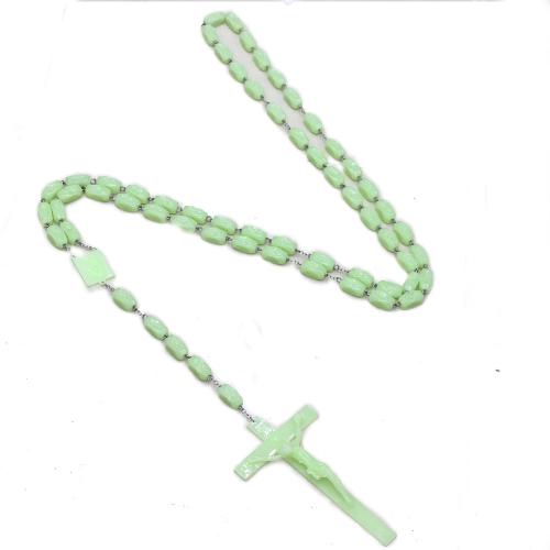 Hanging Ornaments, Plastic, with Tibetan Style, Cross, fashion jewelry, light green, 15x30mm, Length:152 cm, Sold By PC