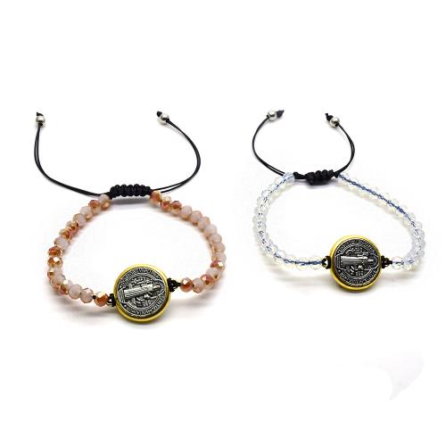 Crystal Bracelets, Tibetan Style, with Crystal, Cross, fashion jewelry, more colors for choice, 4x6mm, Length:28 cm, Sold By PC