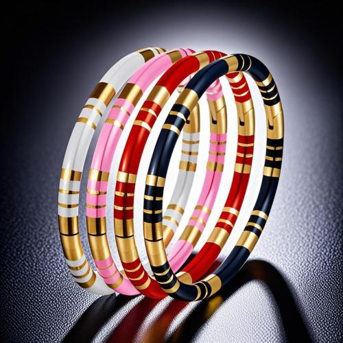 Stainless Steel Bangle, 304 Stainless Steel, gold color plated, fashion jewelry & epoxy gel, more colors for choice, 80x80x10mm, Sold By PC