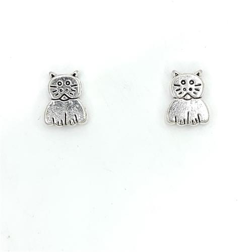 Zinklegierung Zwischenperlen, Katze, antik silberfarben plattiert, DIY, 11x9x3mm, Bohrung:ca. 1mm, 50PCs/Tasche, verkauft von Tasche