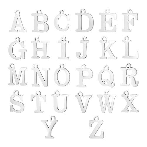 Stainless Steel Letter Pendants, 304 Stainless Steel, Alphabet Letter, DIY & different styles for choice, 12mm, 30PCs/Bag, Sold By Bag