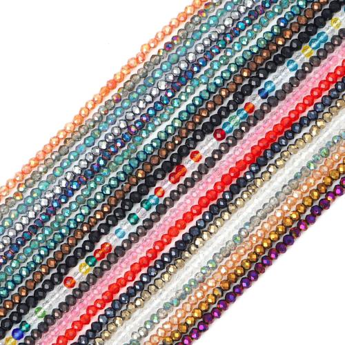 Abalorios de Cristal, Vidrio, chapado en color dorado, Bricolaje, más colores para la opción, 2mm, agujero:aproximado 0.8mm, longitud:36 cm, 185PCs/Caja, Vendido por Caja
