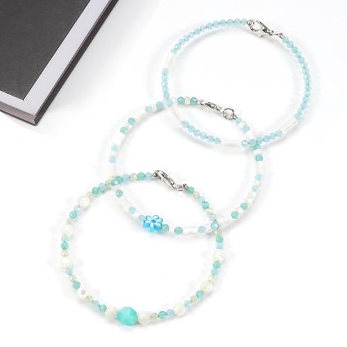 Gemstone Браслеты, Природный камень, с Ракушка & Лэмпворк, плакирован золотом, ювелирные изделия моды, Много цветов для выбора, отверстие:Приблизительно 1mm, продается PC