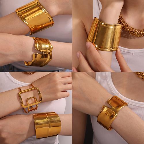 304 Stainless Steel Cuff Bangle, gold color plated, fashion jewelry, more colors for choice, Hole:Approx 1mm, Sold By PC