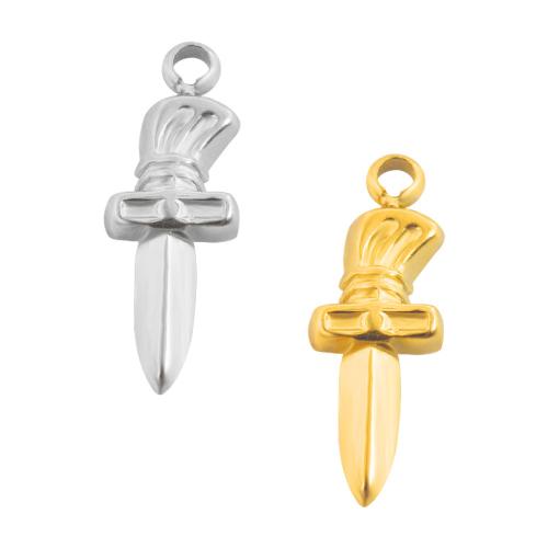 Edelstahl Schmuck Anhänger, 304 Edelstahl, DolchKreuz, plattiert, DIY, keine, 10PCs/Tasche, verkauft von Tasche