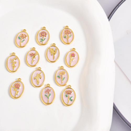 Edelstahl -Blumen-Anhänger, 304 Edelstahl, goldfarben plattiert, DIY & Emaille, keine, 10PCs/Tasche, verkauft von Tasche