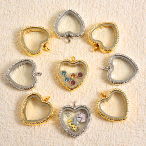 Edelstahl -Herz-Anhänger, 304 Edelstahl, goldfarben plattiert, DIY & mit Strass & hohl, keine, 10PCs/Tasche, verkauft von Tasche