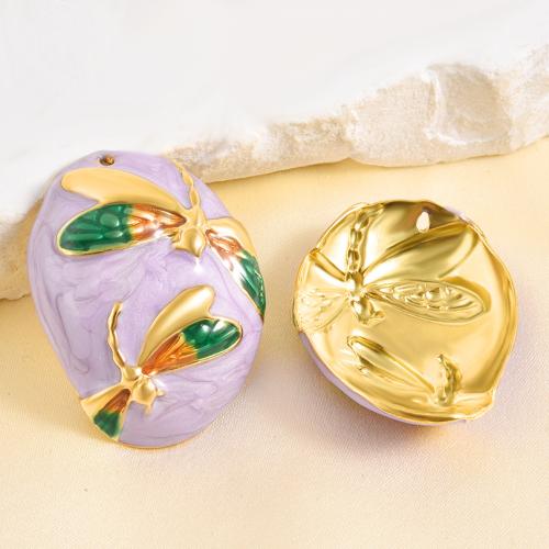 Stainless Steel Animal Pendants, 304 Stainless Steel, Dragonfly, plated, DIY & enamel, mixed colors, 10PCs/Bag, Sold By Bag