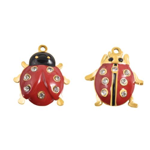 Edelstahl Tieranhänger, 304 Edelstahl, Insekt, goldfarben plattiert, DIY & Emaille & mit Strass, keine, 10PCs/Tasche, verkauft von Tasche