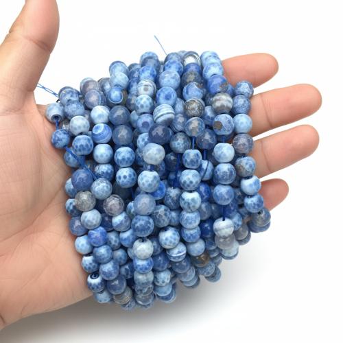 Agate Beads, Fire Agate, plated, fashion jewelry & DIY & different size for choice, blue, Sold By Strand