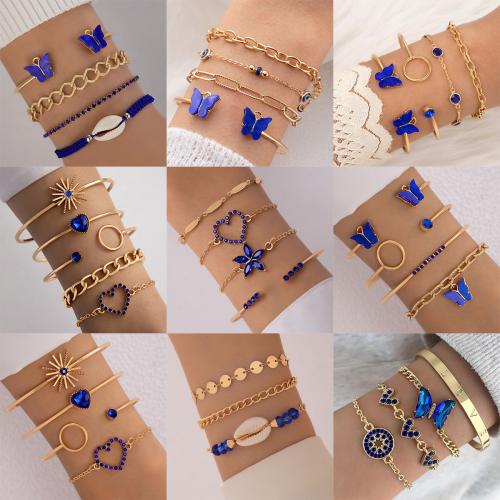 Zinklegierung Armband, Armreif & Armband, goldfarben plattiert, unisex & verschiedene Stile für Wahl & mit Strass, blau, verkauft von setzen