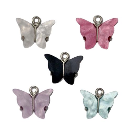 Pendentifs animaux en alliage de zinc, avec Feuille d'acétate, papillon, Placage, DIY, plus de couleurs à choisir, 18x15mm, 50PC/sac, Vendu par sac